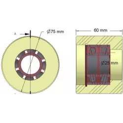 Rouleau n° 253 – rouleau porteur en plastique Ø75 mm pour machines Grimme | OEM Grimme 088.00298 | fabricant KiJ