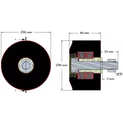 Rouleau n° 12 – rouleau porteur en caoutchouc Ø95 mm pour machines Grimme | OEM Grimme 200.27581, 200.27582, 200.04856 | fabricant KiJ