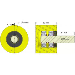 Rouleau n° 285 – rouleau porteur en plastique Ø80 mm pour machines Dewulf | OEM Dewulf 2660001C | fabricant KiJ