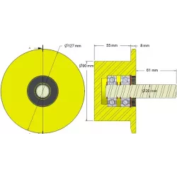 Rouleau n° 286 – rouleau porteur en plastique Ø90 mm pour machines Dewulf | OEM Dewulf 2660012C | fabricant KiJ