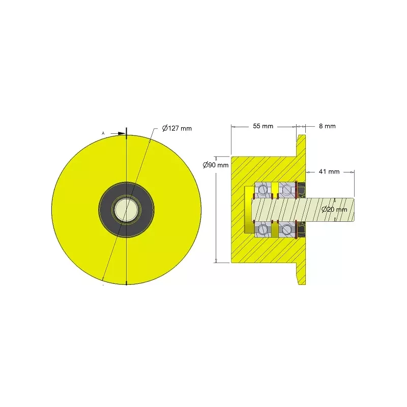 Rouleau n° 289 – rouleau porteur en plastique Ø90 mm pour machines Dewulf | OEM Dewulf 2660012A | fabricant KiJ