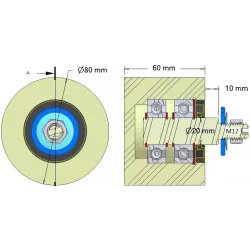 Rouleau n° 293 – rouleau porteur en plastique Ø80 mm pour machines Dewulf | OEM Dewulf 2660226 | fabricant KiJ