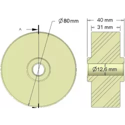 Rouleau n° 295 – rouleau porteur en plastique Ø80 mm pour machines Dewulf | OEM Dewulf 2660222 | fabricant KiJ