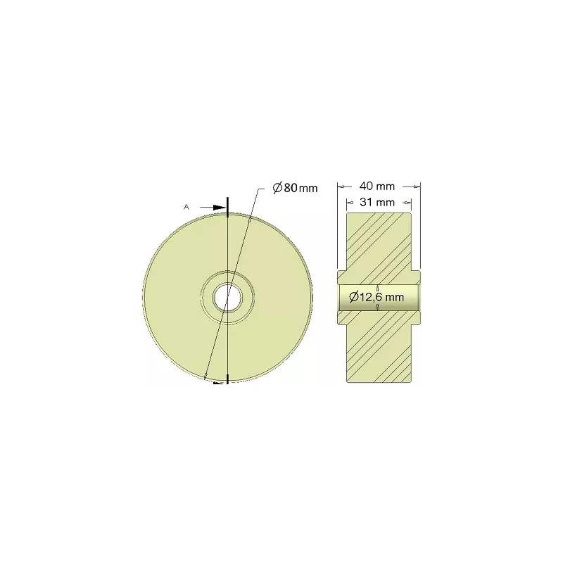 Rouleau n° 295 – rouleau porteur en plastique Ø80 mm pour machines Dewulf | OEM Dewulf 2660222 | fabricant KiJ