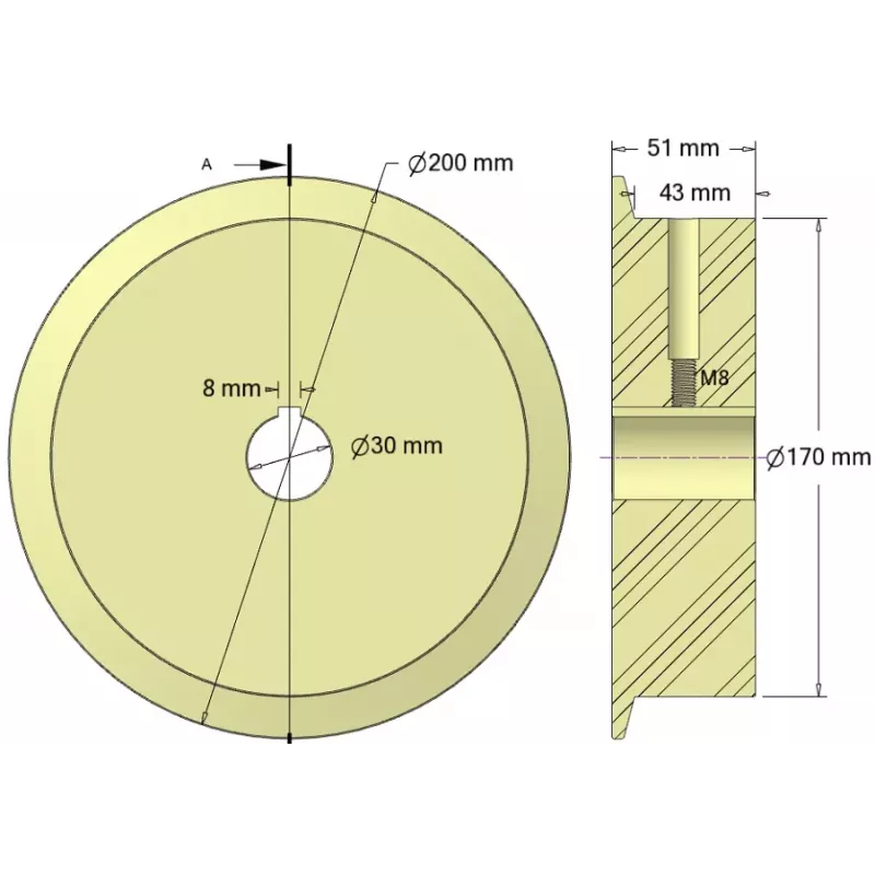 Rouleau n° 303 – rouleau d'entraînement en plastique Ø170 mm pour machines Ploeger | OEM Ploeger 2660222 | fabricant KiJ