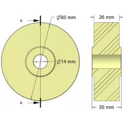 Rouleau n° 329 – rouleau porteur en plastique Ø80 mm pour machines Sandei | OEM Sandei 81D14 | fabricant KiJ