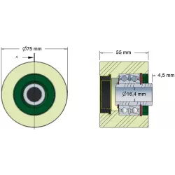 Rouleau n° 210 – rouleau en plastique Ø75 mm pour machines Grimme | OEM Grimme 088.01403 | fabricant KiJ